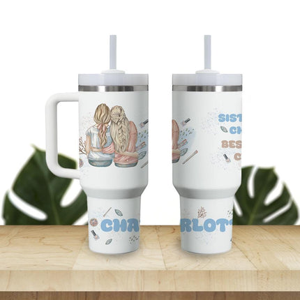 Custom Tumbler 40oz Personalized Name Insulated Bottle Water Sisters By Chance