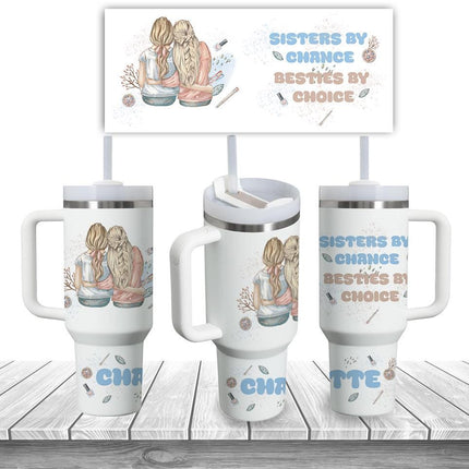 Custom Tumbler 40oz Personalized Name Insulated Bottle Water Sisters By Chance