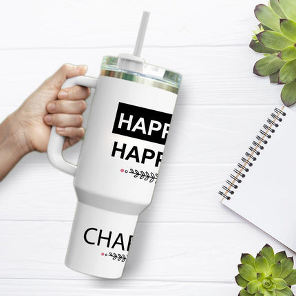Custom Tumbler 40oz Personalized Name Insulated Bottle Water Happy Wife Black Background