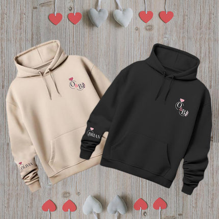 Adult Hoodie Sweatshirt Cozy Pullover Fleece Winter Outfit Gift for Her and Him Initials With Ring
