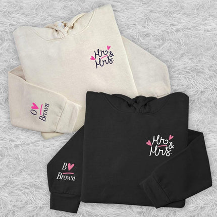 Adult Hoodie Sweatshirt Cozy Pullover Fleece Winter Outfit Gift for Her and Him Mr & Mrs