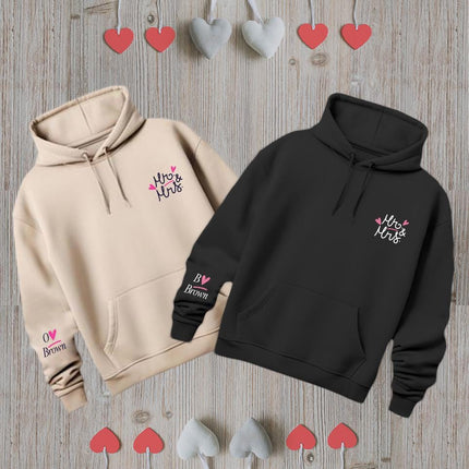 Adult Hoodie Sweatshirt Cozy Pullover Fleece Winter Outfit Gift for Her and Him Mr & Mrs