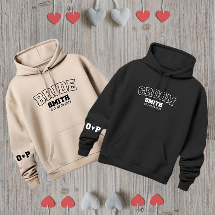 Adult Hoodie Sweatshirt Cozy Pullover Fleece Winter Outfit Gift for Her and Him Bride And Groom