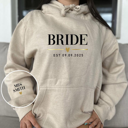 Adult Hoodie Sweatshirt Cozy Pullover Fleece Winter Outfit Gift for Her and Him Bride And Groom With A Golden Heart