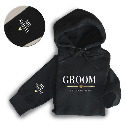Adult Hoodie Sweatshirt Cozy Pullover Fleece Winter Outfit Gift for Her and Him Bride And Groom With A Golden Heart