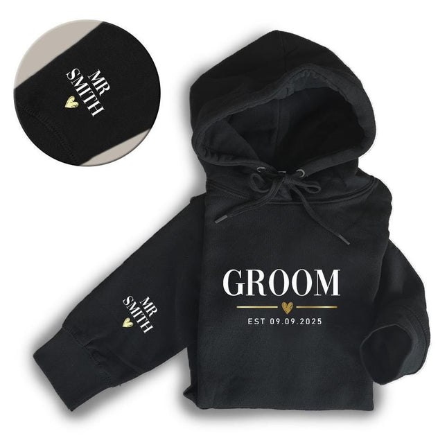 Adult Hoodie Sweatshirt Cozy Pullover Fleece Winter Outfit Gift for Her and Him Bride And Groom With A Golden Heart