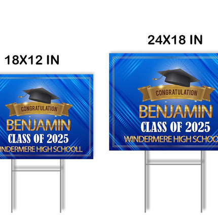 Yard Sign for graduation Party Decor Weatherproof Stake Included Blue Background