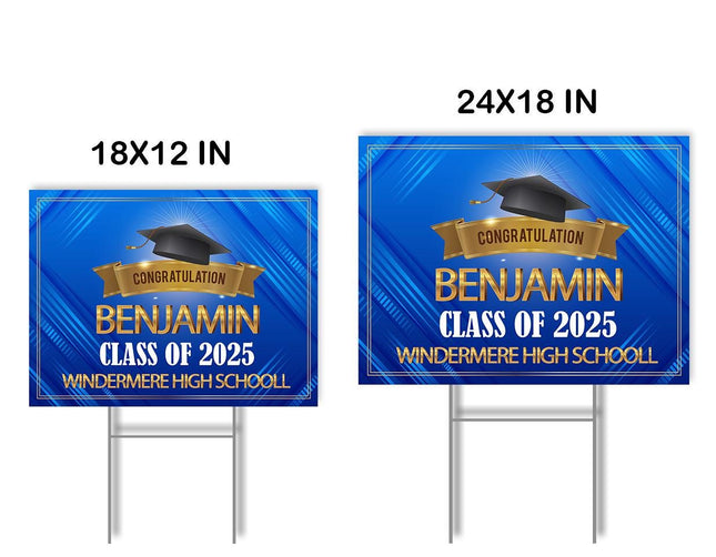 Yard Sign for graduation Party Decor Weatherproof Stake Included Blue Background