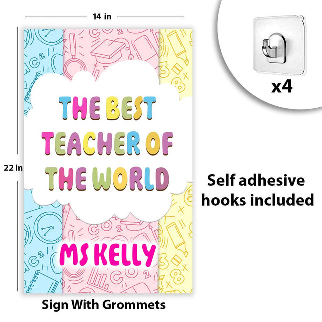 Sign Classroom Door Decor Hardcover 14x22 in The Best Teacher Of The World