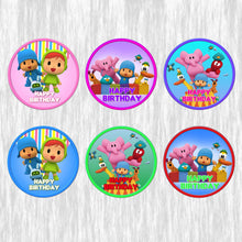 Load image into Gallery viewer, Pocoyo cupcake toppers - 24pack
