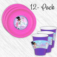Load image into Gallery viewer, Princess Nella paper plates and cups - 12pack
