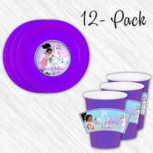 Load image into Gallery viewer, Princess Nella paper plates and cups - 12pack
