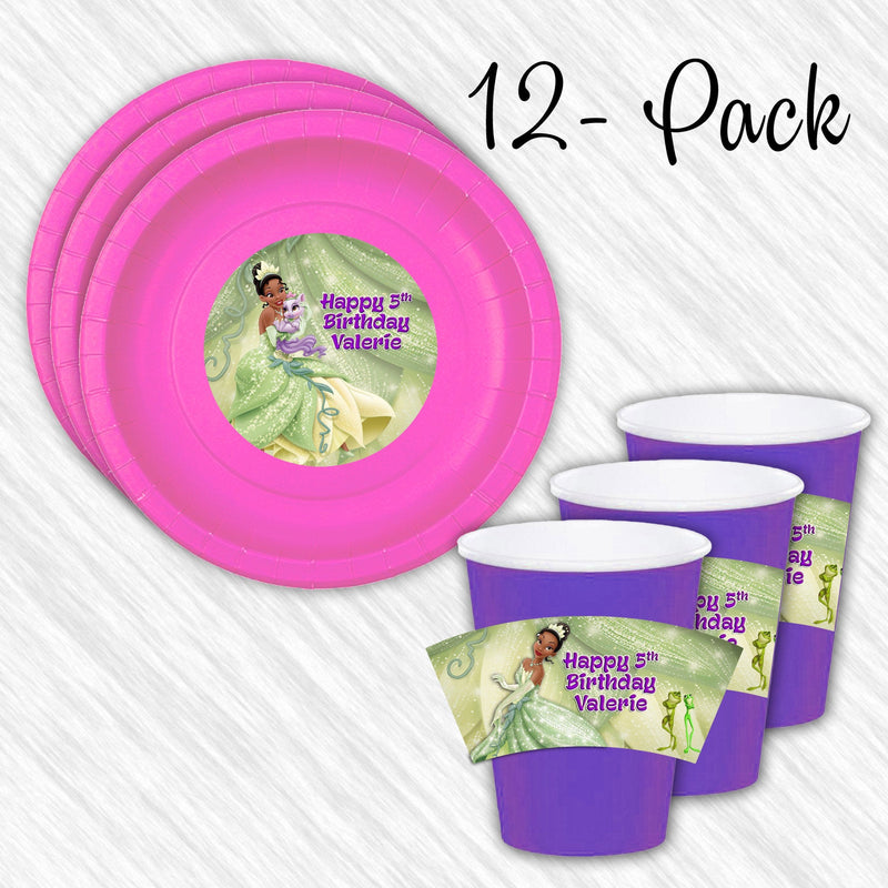 Princess Tiana paper plates, cups and napkins - 12pack