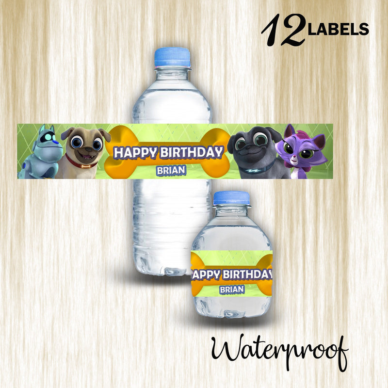 Puppy dog pals bottle labels - ready to use - waterproof