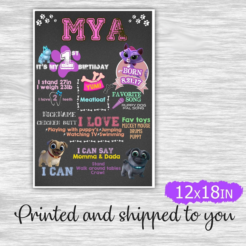 Puppy dog pals chalkboard - printed and shipped to you