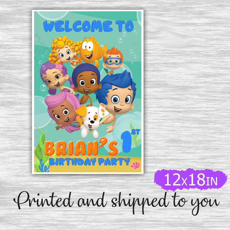 Bubble guppies welcome sign - printed and shipped