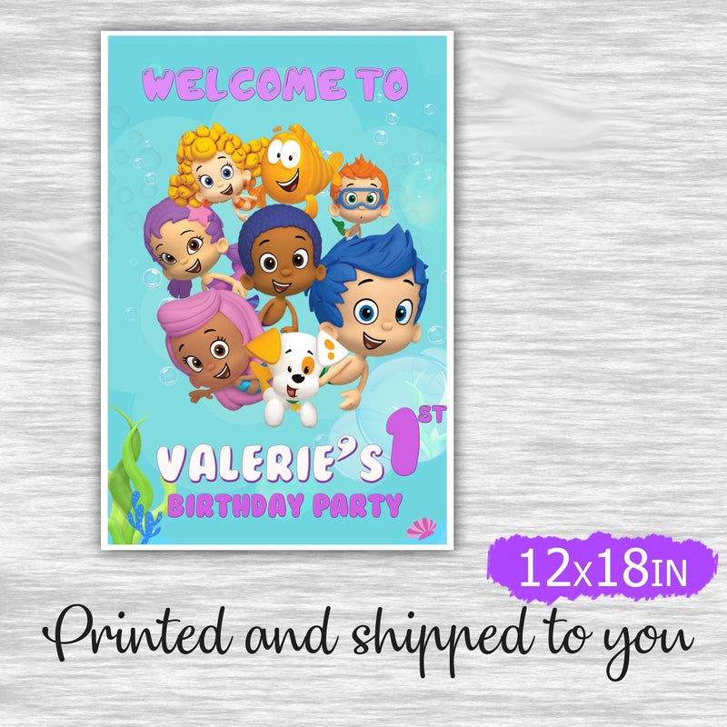 Bubble guppies welcome sign - printed and shipped