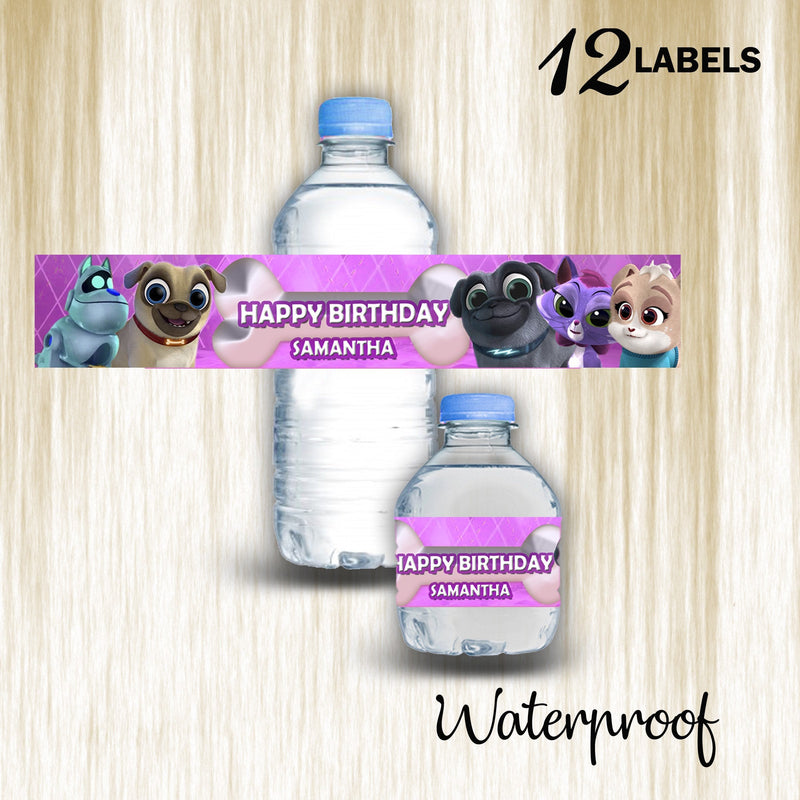 Puppy dog pals bottle labels - ready to use - waterproof