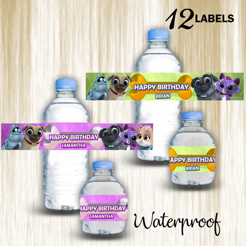 Puppy dog pals bottle labels - ready to use - waterproof