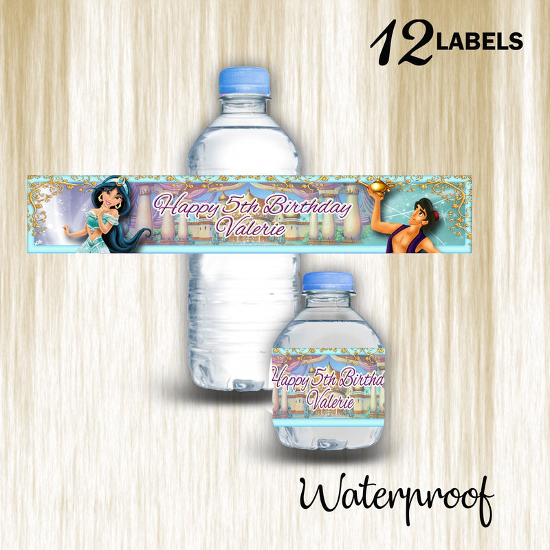 Princess Jasmine bottle labels - ready to use - waterproof