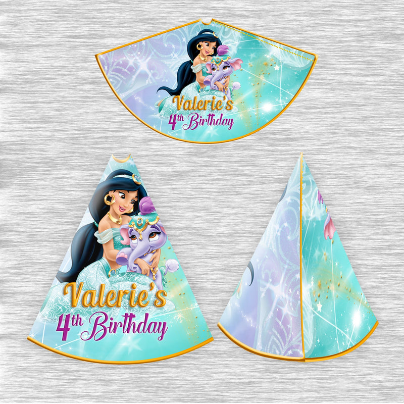 Princess Jasmine party hats - ready to use