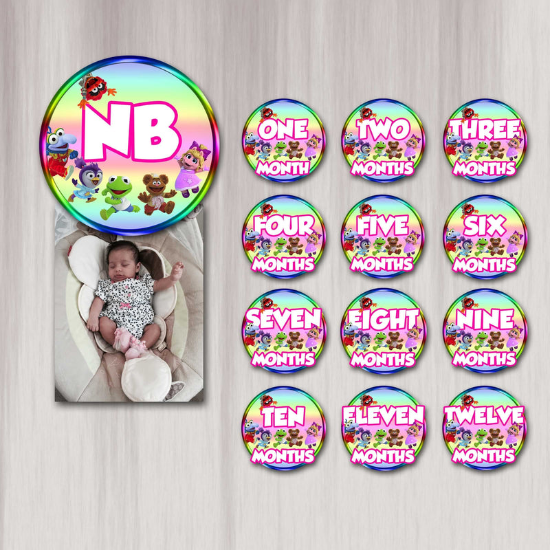 Muppet babies 12 months banner- photo banner - printed and shipped to you