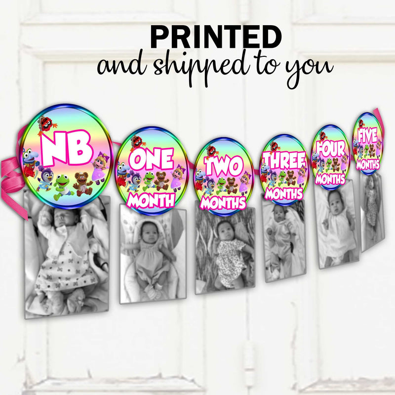 Muppet babies 12 months banner- photo banner - printed and shipped to you