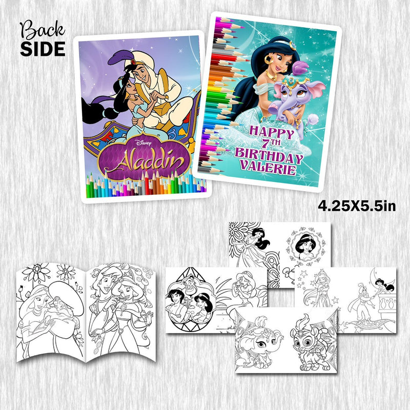 Princess Jasmine coloring books with crayons for party favors - 12pack