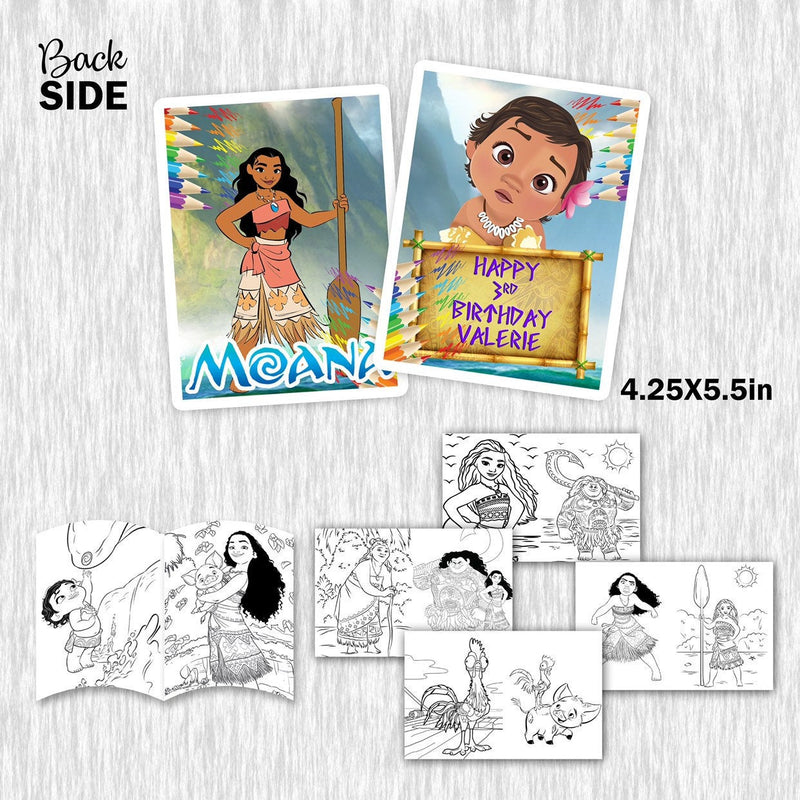 Moana coloring books with crayons for party favors - 12pack