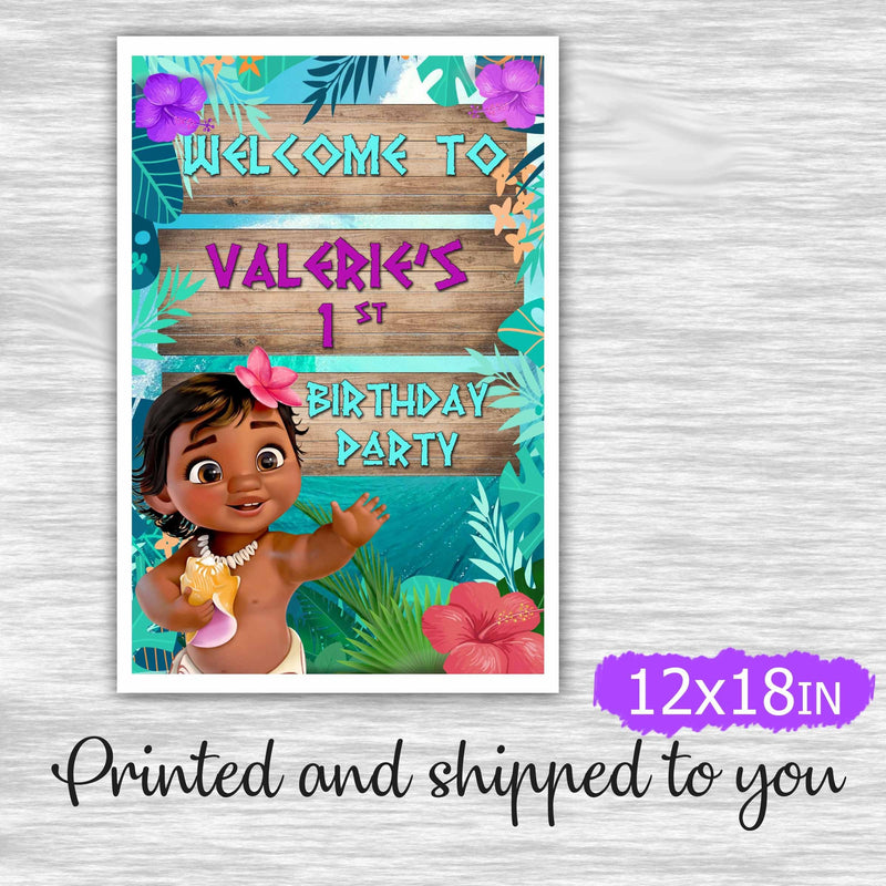 Baby Moana welcome sign - printed and shipped