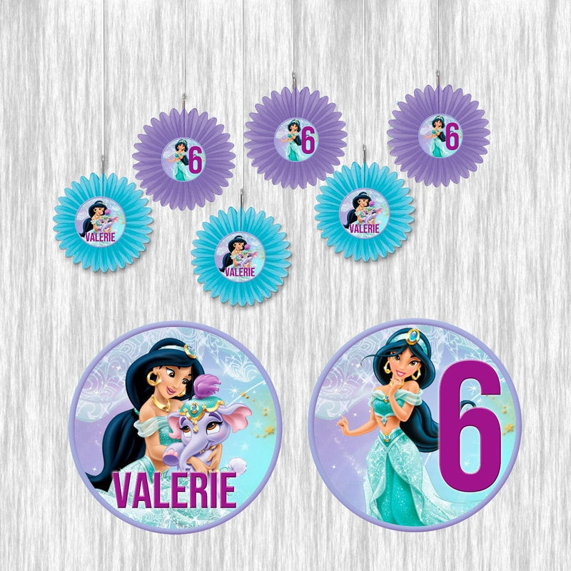 Princess Jasmine Small Fan Decoration- 6 or 12 Pack- size 6in