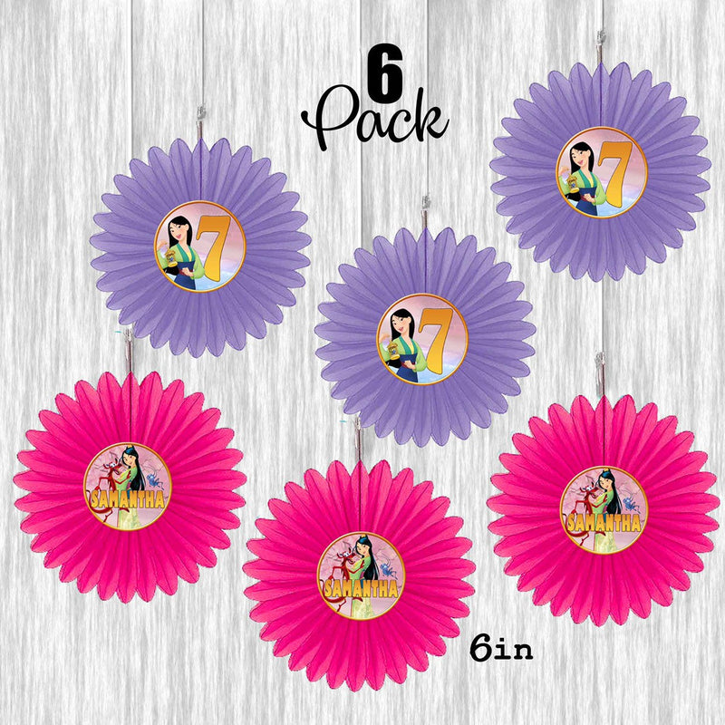 Mulan Small Fan Decoration- 6 or 12 Pack- size 6in