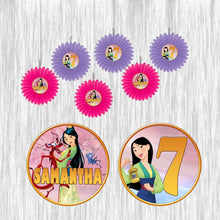 Load image into Gallery viewer, Mulan Small Fan Decoration- 6 or 12 Pack- size 6in
