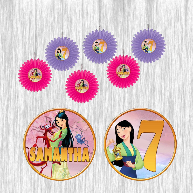 Mulan Small Fan Decoration- 6 or 12 Pack- size 6in