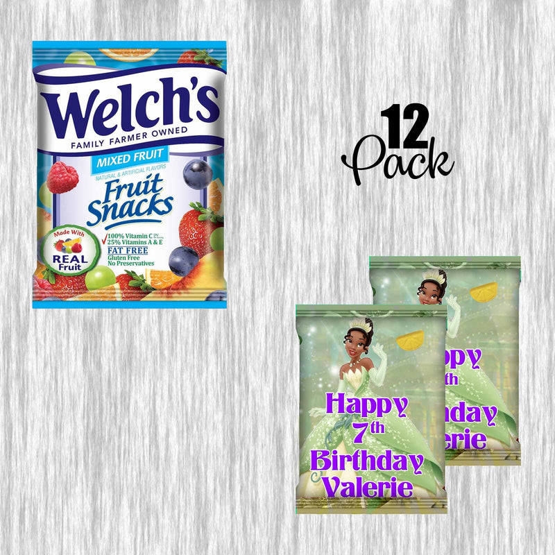 Princess Tiana customized Fruit Snack - 12Pack - Ready  for Favors!