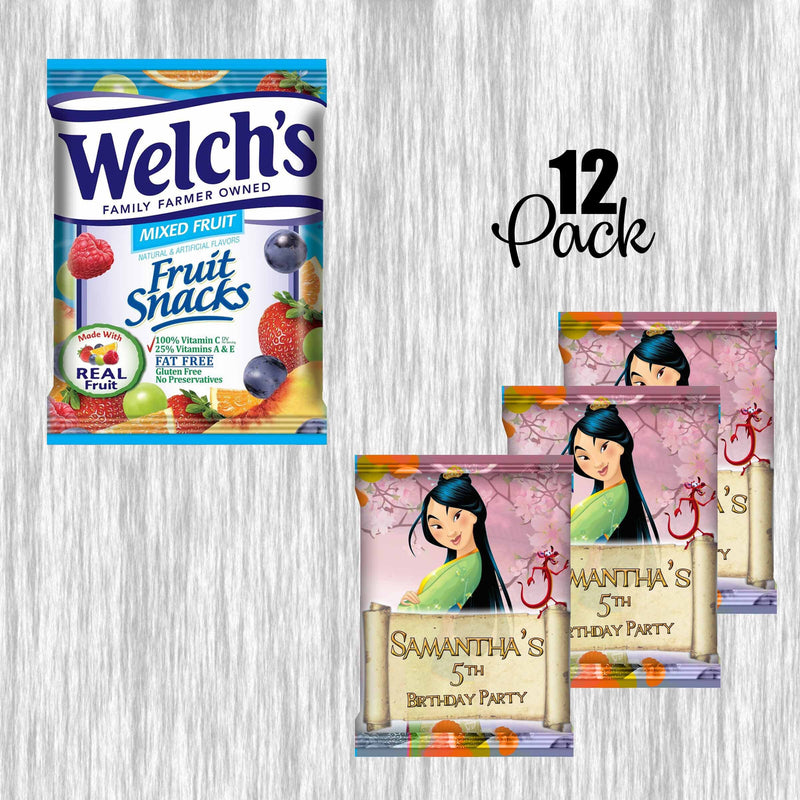 Mulan customized Fruit Snack - 12Pack - Ready  for Favors!