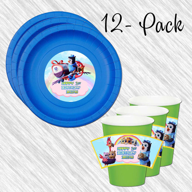 TOTS paper plates, cups and napkins - 12pack