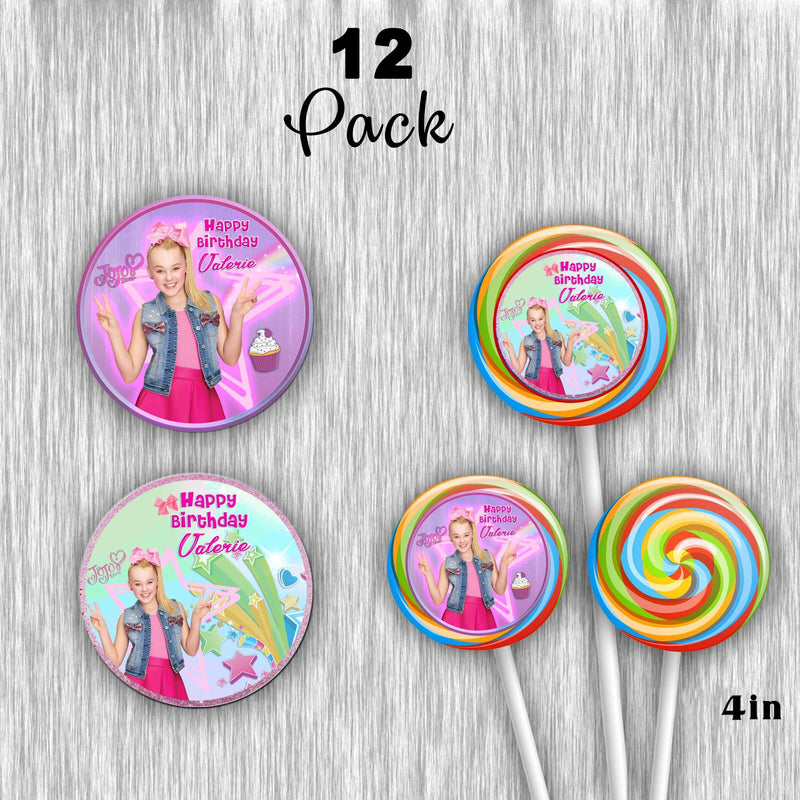 Jojo Siwa customized Giant lollipops - 12pack