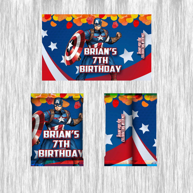 Captain America customized Fruit Snack - 12Pack - Ready  for Favors!