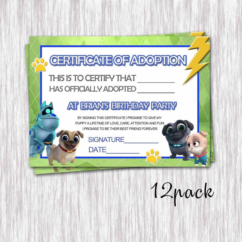 Puppy Dog Pals Adopt a puppy sign and 12 certificates - shipped and ready to use