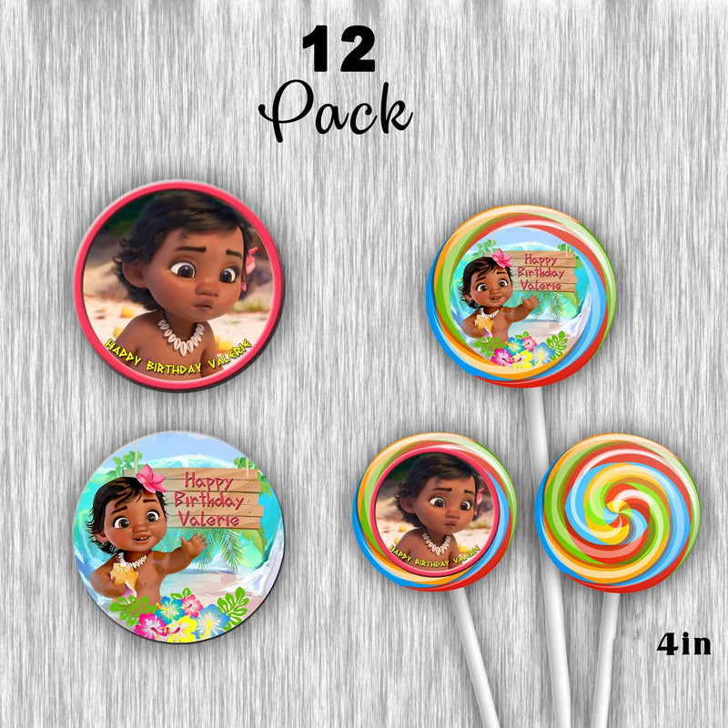 Moana customized Giant lollipops - 12pack