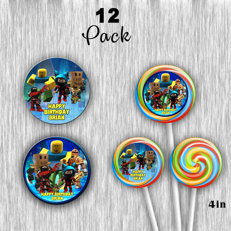 Roblox customized Giant lollipops for party favors - 12pack