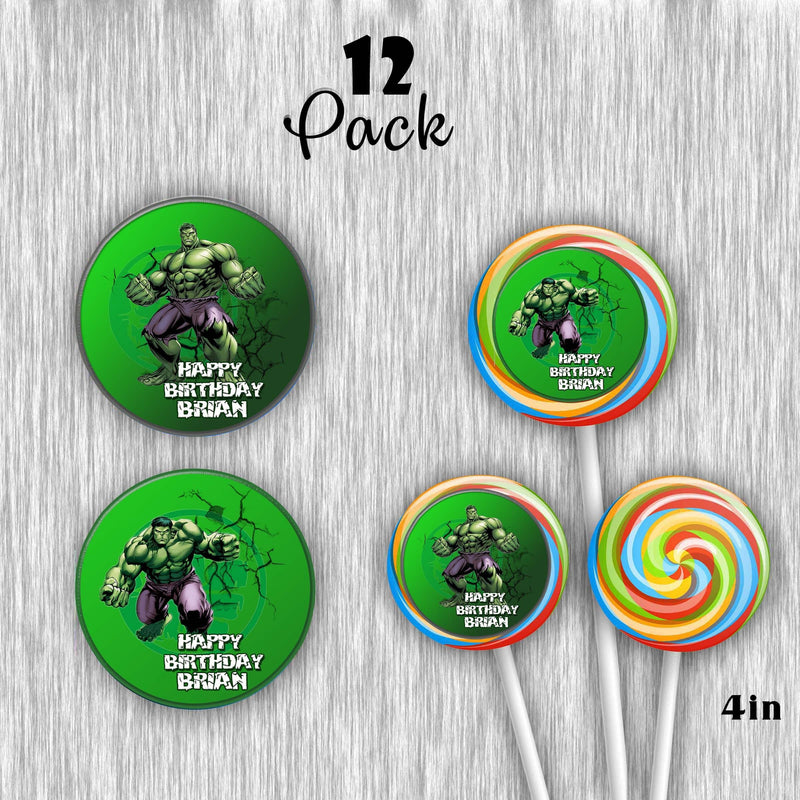 Hulk customized Giant lollipops - 12pack