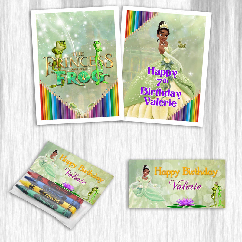 Princess Tiana coloring books with crayons for party favors - 12pack