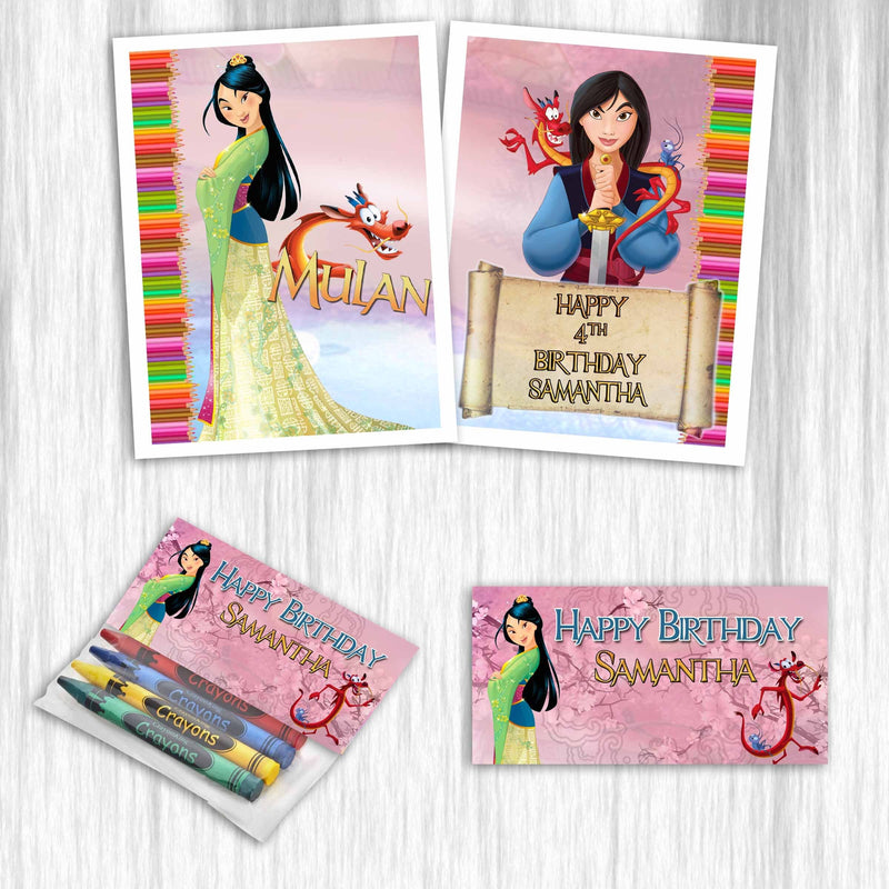 Mulan coloring books with crayons for party favors - 12pack