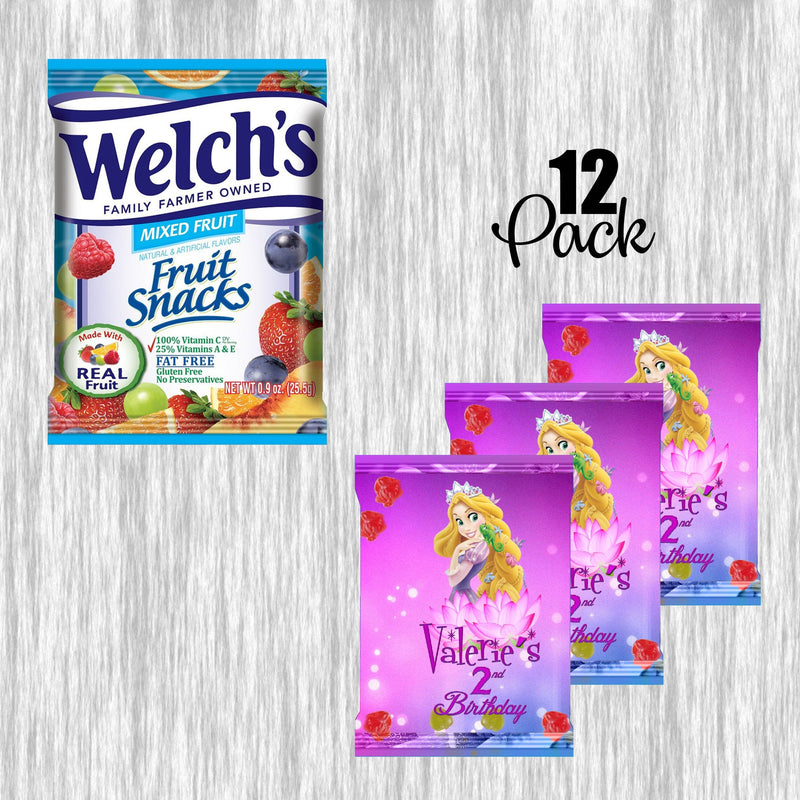 Rapunzel Tangled customized Fruit Snack - 12Pack - Ready  for Favors!