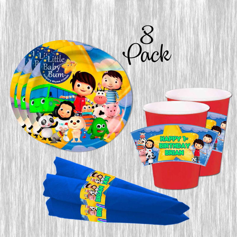 Little Baby bum paper plates, cups and napkins - 8pack