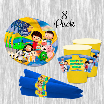 Little Baby bum paper plates, cups and napkins - 8pack