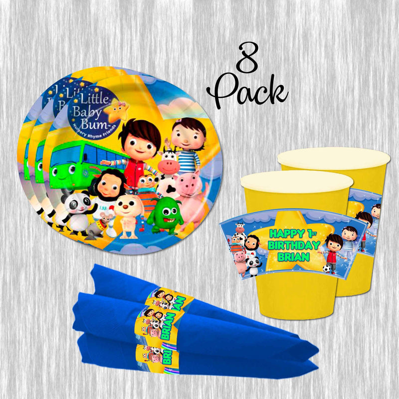 Little Baby bum paper plates, cups and napkins - 8pack