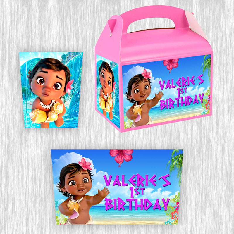 Baby Moana Small Gable box - favor box - 4.5x3in - 12pack